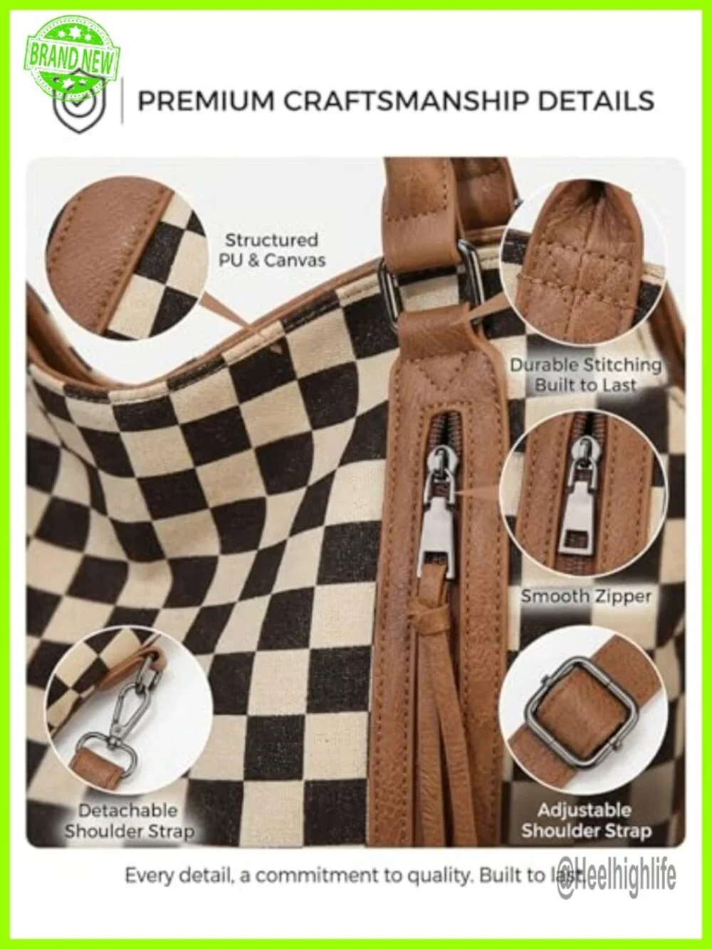 Large Hobo Shoulder Bag with Multiple Pockets Vintage Canvas PU Leather Tote